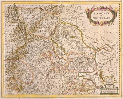 Piemont (İtalya) Haritası (gravür by Frederick de Wit