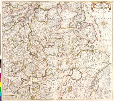 Westphalia Haritası (Almanya) (gravür by Frederick de Wit