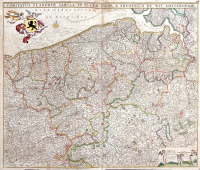 Flanders Kontu Haritası (Fransa ve Belçika) (gravür by Frederick de Wit