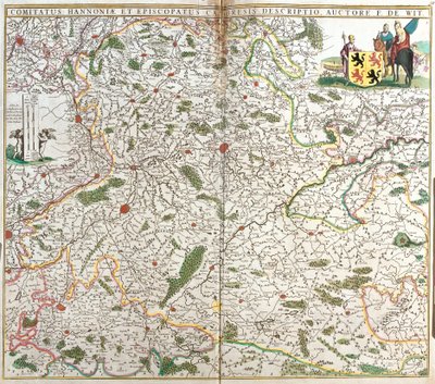 Hainaut Kontu (Hainau) (Belçika) ve Cambresis Eveche (Fransa) haritası (gravür by Frederick de Wit