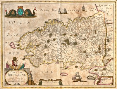 Brittany Dükalığı Haritası (Fransa) (gravür by Frederick de Wit