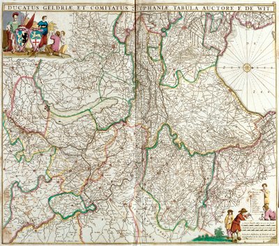 Gelderland Dükalığı ve Zutphen Kontu (Almanya) Haritası (gravür by Frederick de Wit
