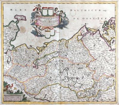 Mecklenburg Schwerin Dükalığı Haritası (Almanya) (gravür by Frederick de Wit
