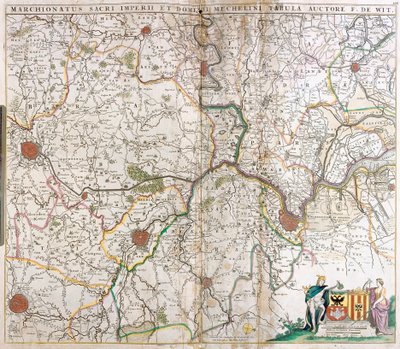 Kutsal Germen İmparatorluğu Markizleri ve Mechelen Lordluğu (Hollanda) Haritası (gravür by Frederick de Wit