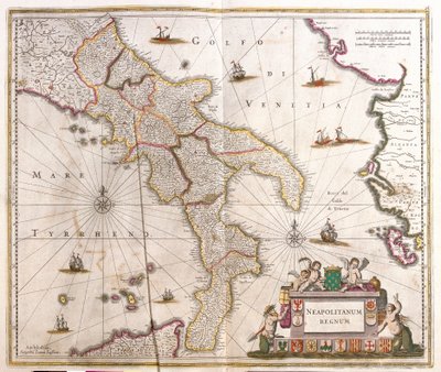 Napoli Krallığı Haritası (İtalya) (gravür by Frederick de Wit
