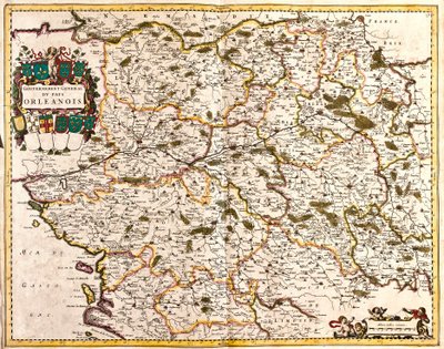 Orlean ülkesinin (Fransa) genel hükümetinin haritası (gravür by Frederick de Wit