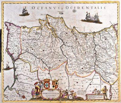 Portekiz ve Algarve krallıklarının haritası (gravür by Frederick de Wit