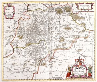 Misnie (Almanya) yürüyüşünün haritası (margraviate) (gravür by Frederick de Wit