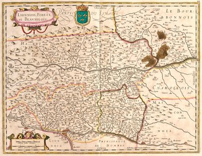 Lyon ve Beaujolais (Fransa) bölgelerinin haritaları (gravür by Frederick de Wit
