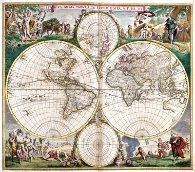 Planisphere World (gravür by Frederick de Wit