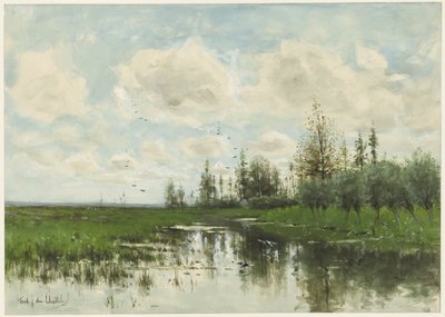 Ağaçlar ve çayır ile havuz by Fredericus Jacobus van Rossum du Chattel