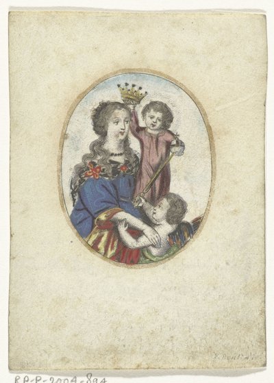 Oval içinde çocuk ve melek ile Madonna by Frederik Bouttats (de Jonge) (attributed to)