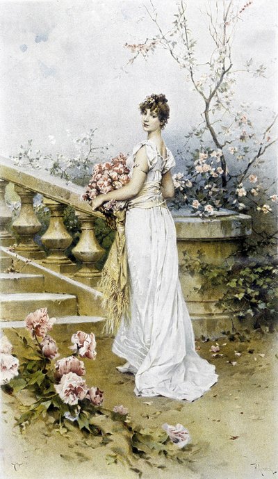 Kadın - erken yaz alegorisi, F.H. Kaemmerer tarafından boyanmış Hubert Dys tarafından gösterilen takvim by Frederik Hendrik Kaemmerer