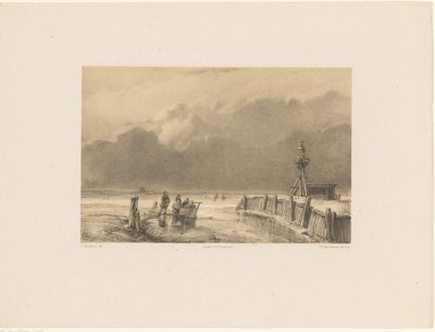Deniz feneri ile buz manzarası by Frederik Hendrik Weissenbruch