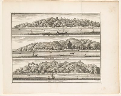 Compagnies Sagoe-bosch / Loehoe ve Fortres Overburg / Saway köyü tarafından Ceram Laäla'da VOC'nin çeşitli tahkimatları (nesnedeki başlık) by Frederik Ottens