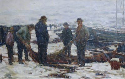 Balıkçılar, 1900 dolayları (tuval üzerine yağlı boya) by Fredrik Kolstoe