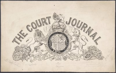 The Court Journal, 1830-62 için başlık sayfası tasarımı. by Freeman Gage Delamotte