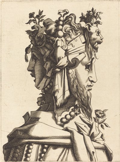 Abartılı Kostümlü Kadın Büstü by French 16th Century after René Boyvin or Pierre Milan