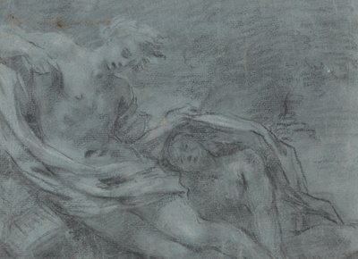İki Yatan Figür [verso] by French 17th Century