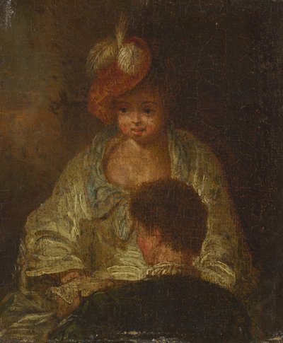 genç kadın ve adam by French 18th Century