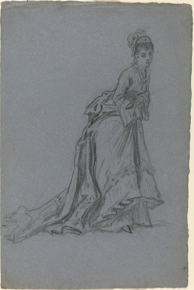 Şık genç kadın bir adım öne çıkıyor by French 19th Century