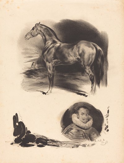 Bir At ve Bir Asilzadenin Eskizleri by French 19th Century