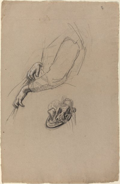 Genç Kadının Elleri ve Şeritli Şapka by French 19th Century