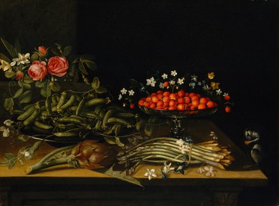 Çilek ile Natürmort. by French Painter