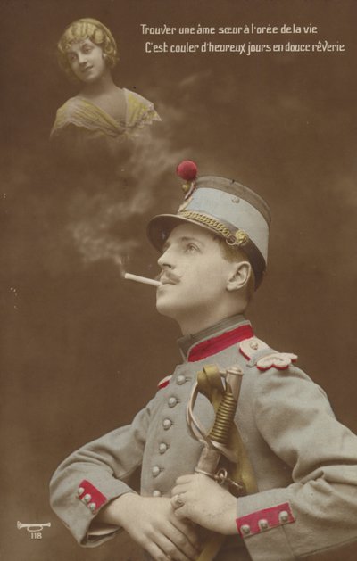 Aşkını hayal eden genç bir asker (renkli fotoğraf) by French Photographer