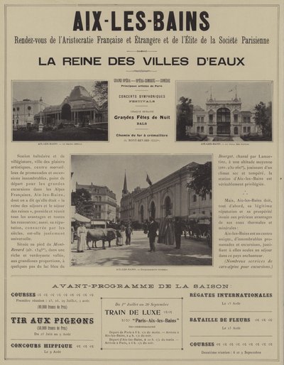 Aix-les-Bains, Fransa ve yurtdışındaki aristokrasisinin ve Paris toplumunun seçkinlerinin buluşma yeri (s/b fotoğraf) by French Photographer
