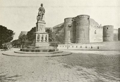 Angers, Kral Rene Heykeli (b/w fotoğraf) by French Photographer