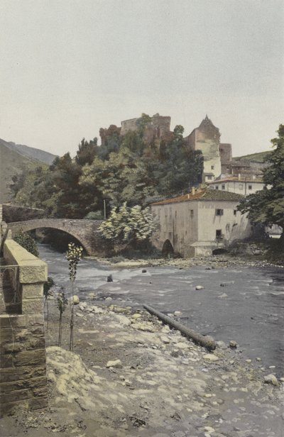 Axat, Kilise ve eski Chateau kalıntıları by French Photographer