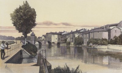 Bar-le-Duc, Ornain üzerindeki Notre-Dame köprüsü by French Photographer