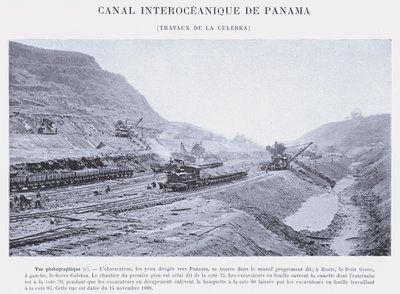 Panama Interoceanic Canal, Culebra Works (s/b fotoğraf) by French Photographer