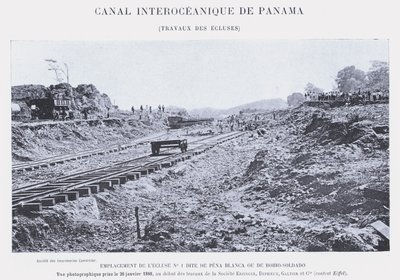 Panama Interoceanic Kanalı, Kilit İşleri (bw fotoğraf) by French Photographer