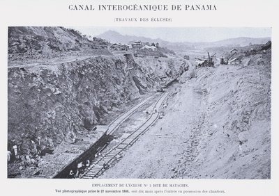 Panama Interoceanic Kanalı, Kilit İşleri (bw fotoğraf) by French Photographer