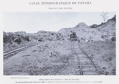 Panama Interoceanic Kanalı, Kilit İşleri (bw fotoğraf) by French Photographer
