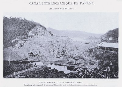 Panama Interoceanic Kanalı, Kilit İşleri (bw fotoğraf) by French Photographer
