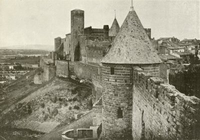 Carcassonne, La Cite (b/w fotoğraf) by French Photographer