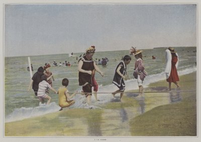 Sahilde iple oynayan çocuklar (renkli fotoğraf) by French Photographer