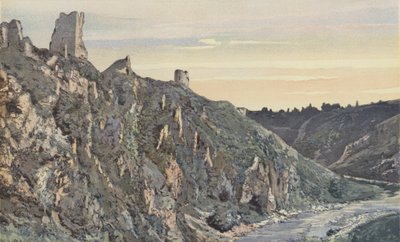 Crozant, Creuse kıyısındaki Chateau Harabeleri, KD