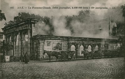Dax - ılık su kaynağı (günlük akış: 64 santigratta 2400000 litre). 1913 yılında gönderilen kartpostal. by French Photographer