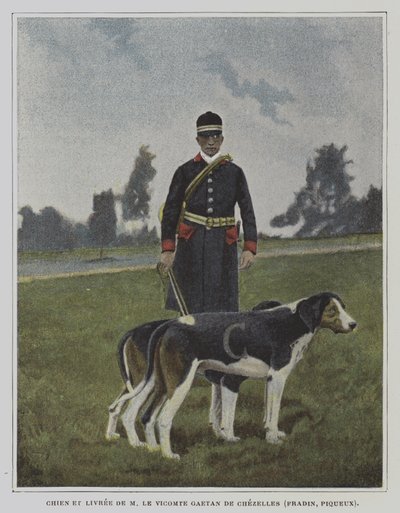Vicomte Gaetan de Chezelles, Fransa avının üniformalı tazı ve avcısı (renkli fotoğraf) by French Photographer