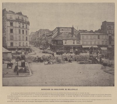 Paris Komünü, Boulevard De Belleville Barikatı (s/b fotoğraf) by French Photographer