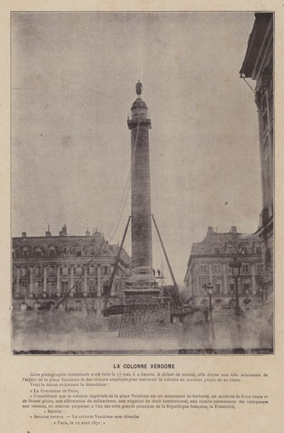 Paris Komünü, La Colonne Vendome (s/b fotoğraf) by French Photographer