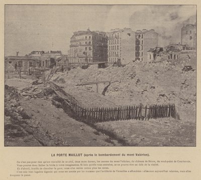 Paris Komünü, La Porte Maillot, Mont Valerien bombardımanından sonra (s/b fotoğraf) by French Photographer