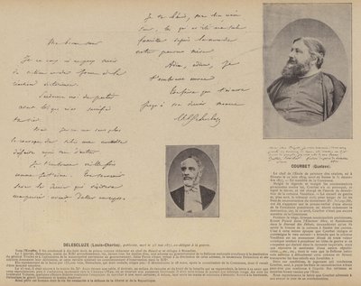 Paris Komünü, Louis-Charles Delescluze, Gustave Courbet (s/b fotoğraf) by French Photographer