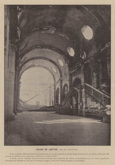 Paris Komünü, Adalet Sarayı, Salle des Pas-Perdus (s/b fotoğraf) by French Photographer