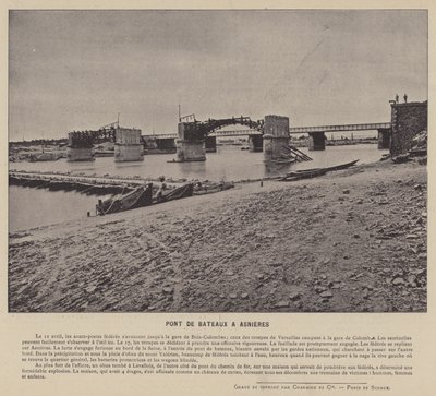 Paris Komünü, Pont De Bateaux At Asnieres (s/b fotoğraf) by French Photographer