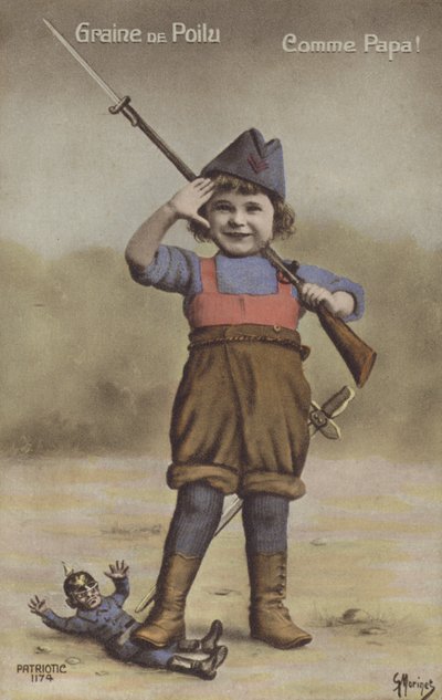 Asker gibi giyinmiş küçük çocuk (renkli fotoğraf) by French Photographer